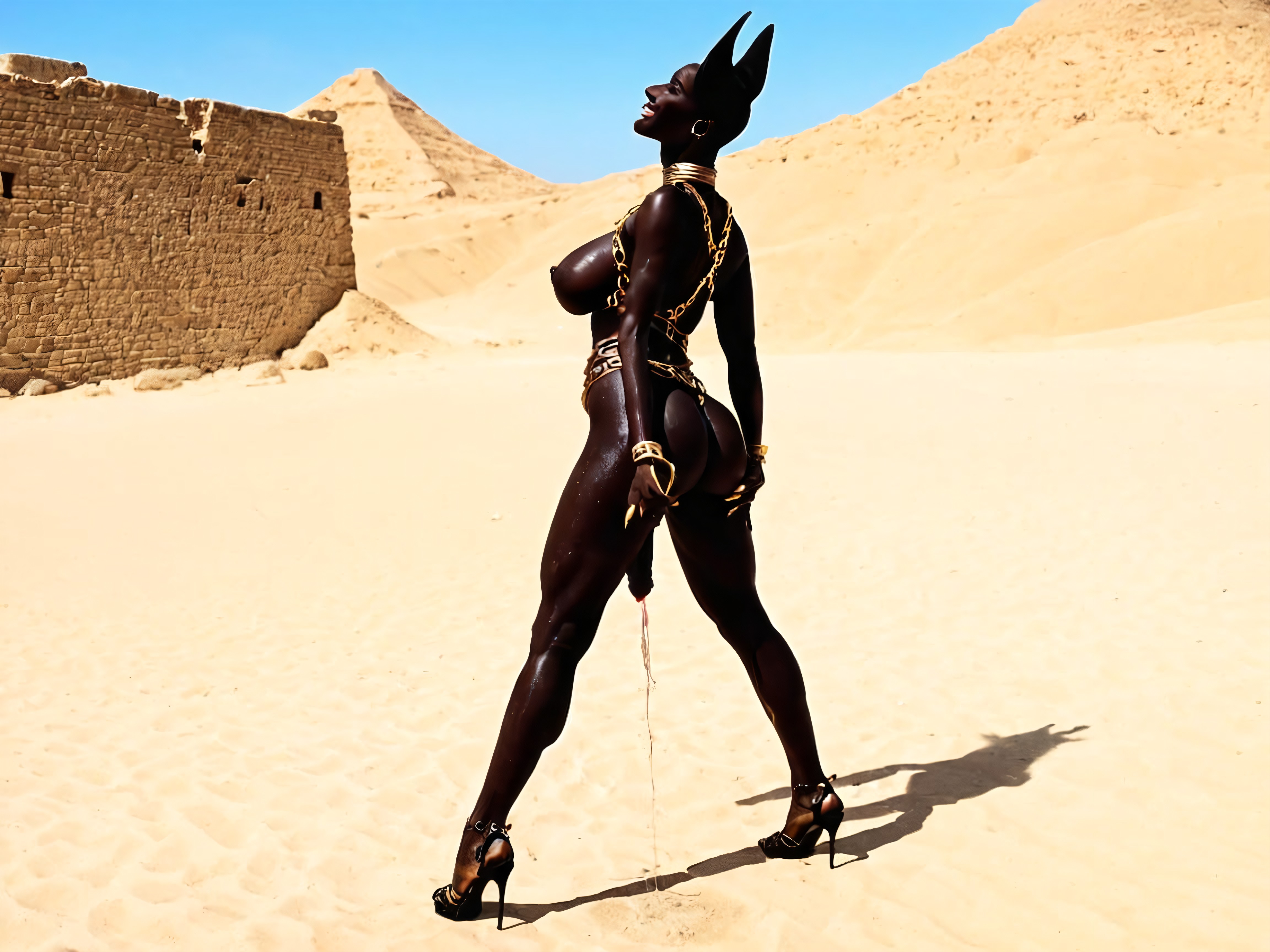 Side View, Yellow Eyes, Masturbating Frantically Porno ebony IA