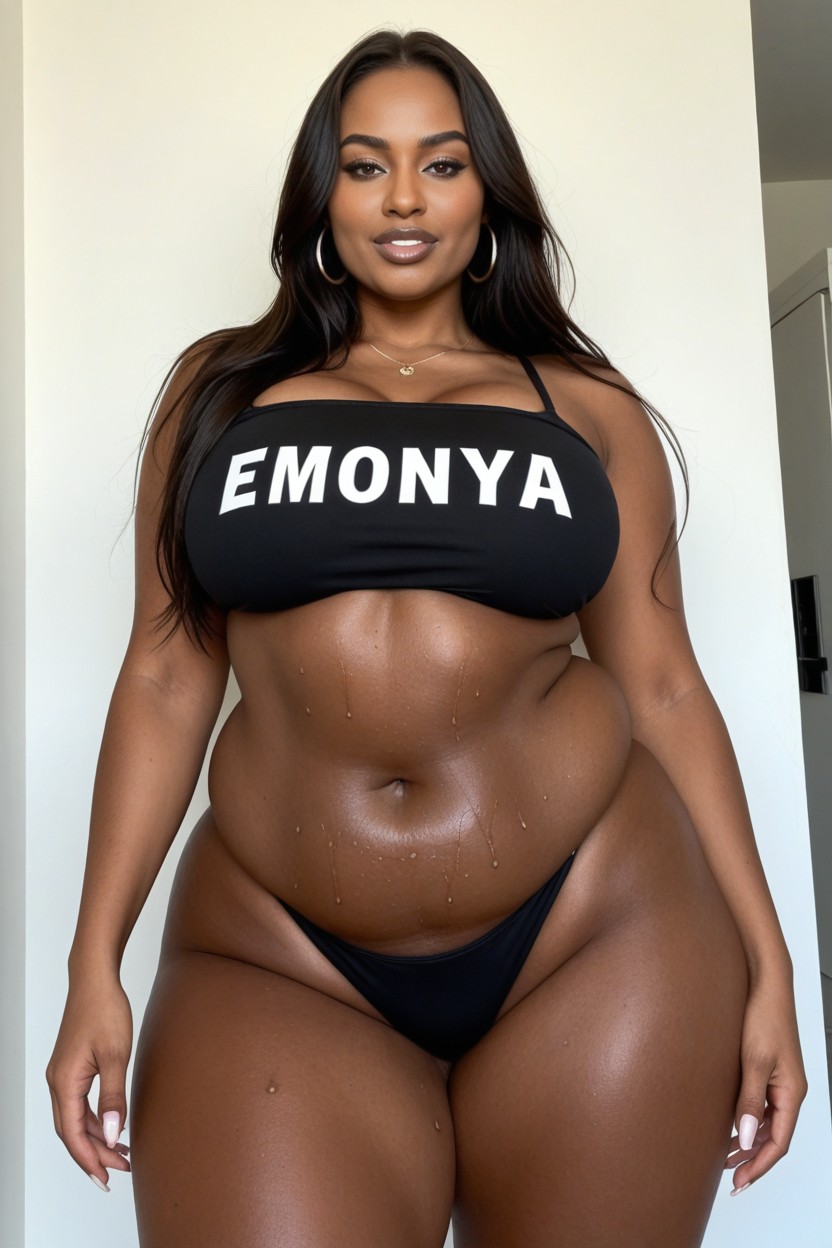 Fat Belly, Obese Body, 검은색 에보니 AI 야짤