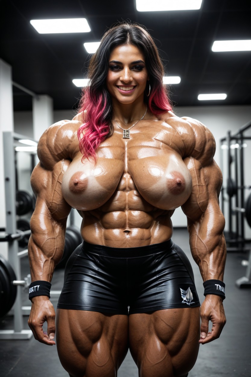 Built Like A Titan, 完璧なナチュラル・ミディアム・バスト, Extreme Muscular Abs エボニーAIエロ