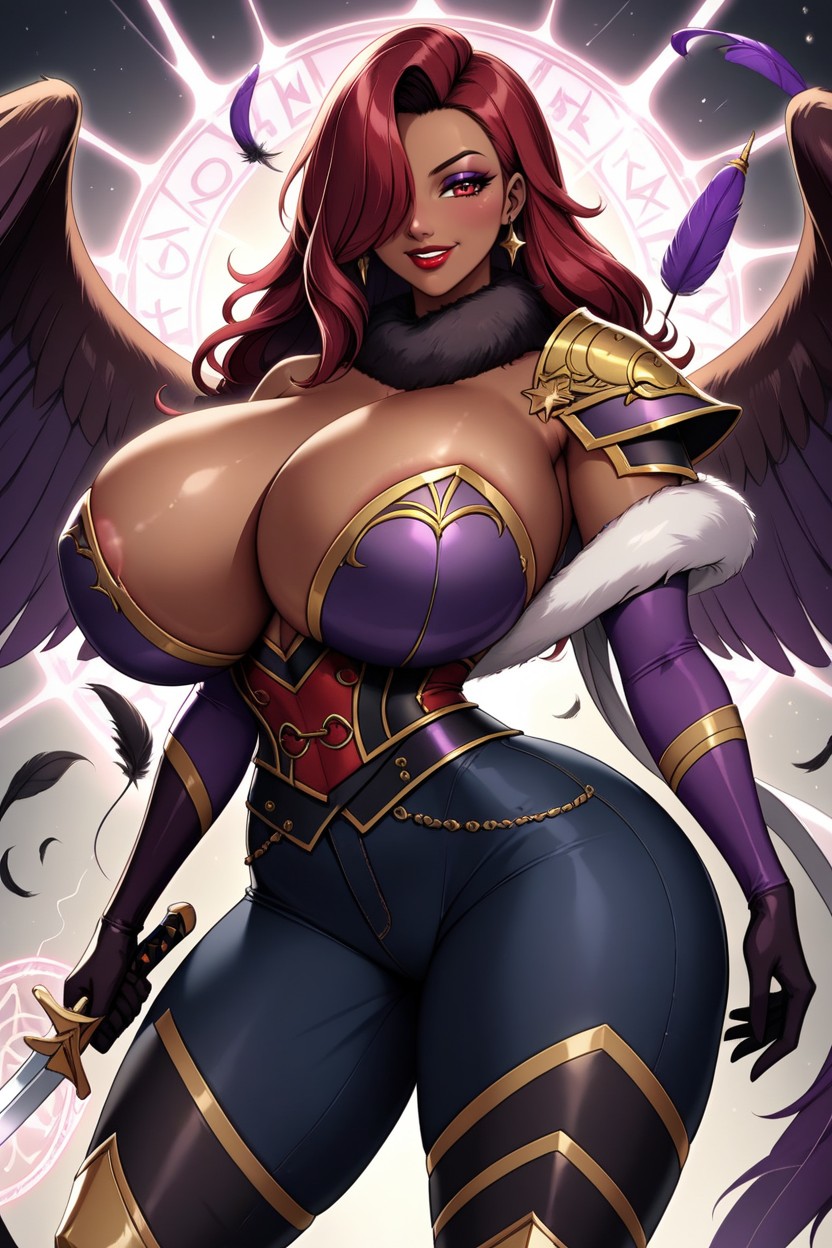 Black Armor Gloves, Dark Ebony Skin, Espada Porno IA ebony