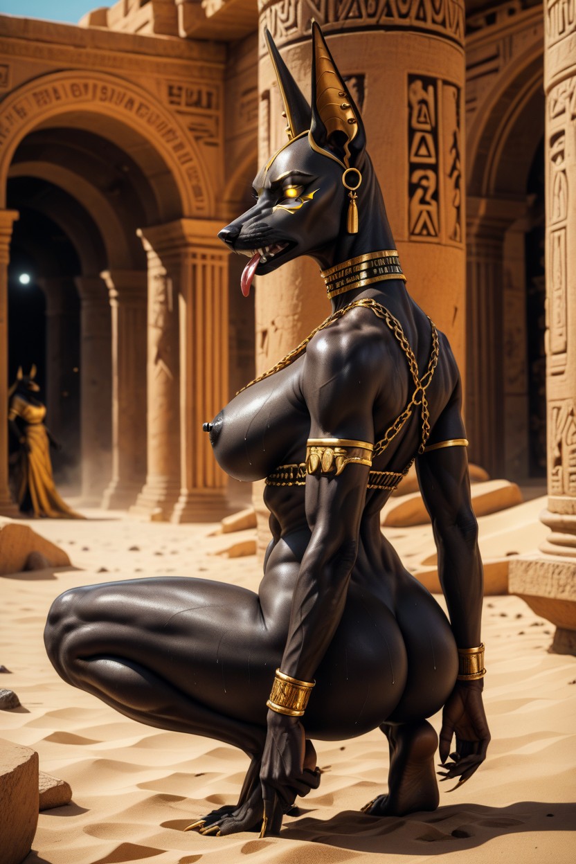 Very Fuzzy Fetlocks, Pechos Masivos, Sensual Pose Porno ebony IA