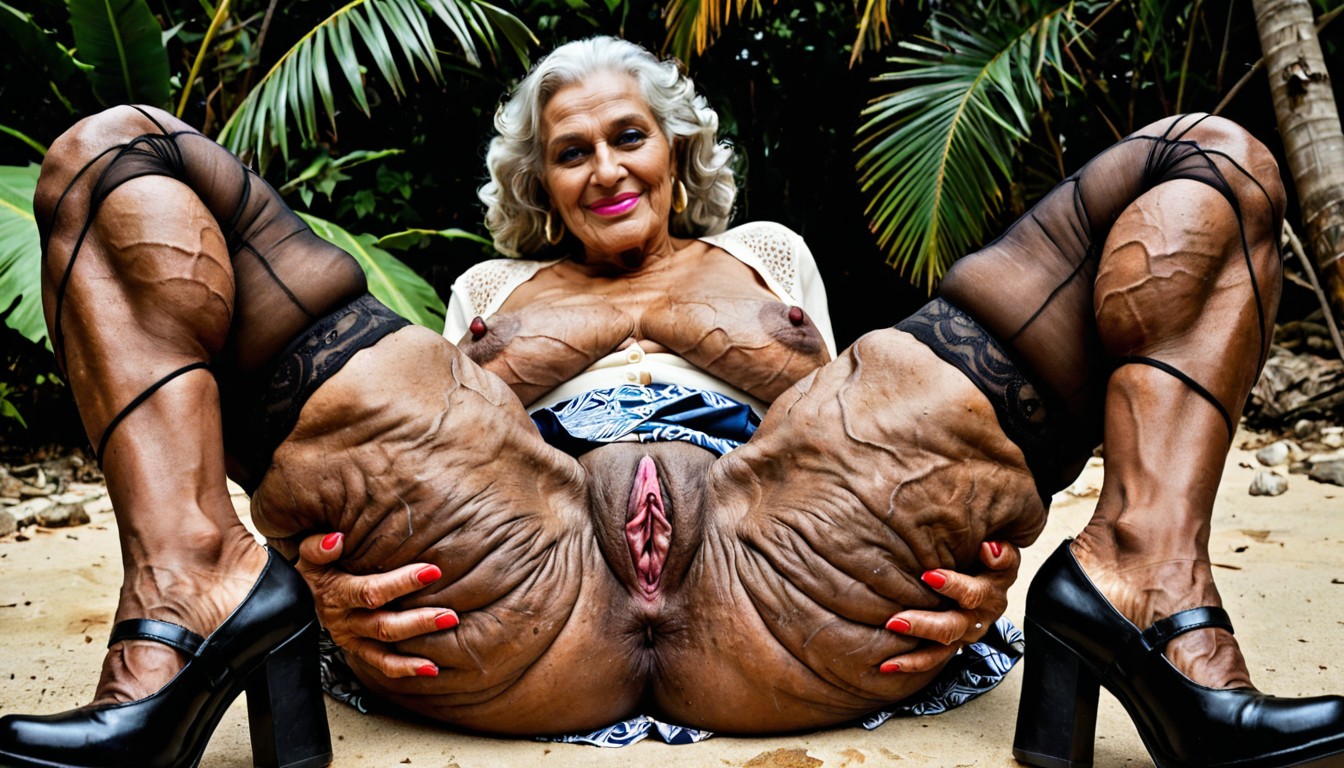Front View, Jungle Village, Gilf Ebony AI Porn