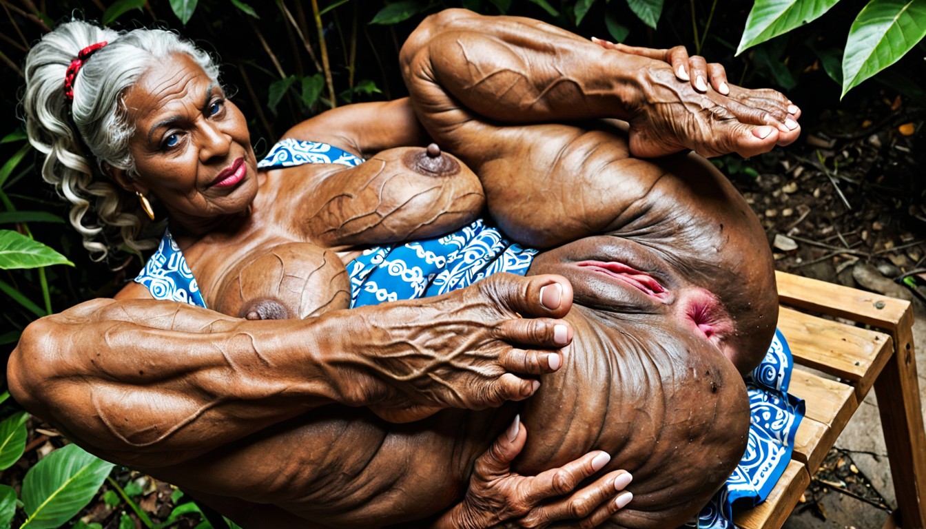 Jungle Village, Cabello Permanentado, Blue Eyes Porno ebony IA