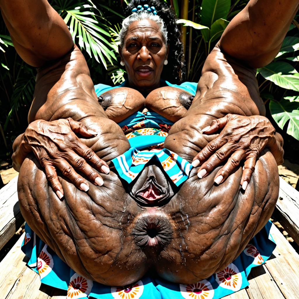 Gaping Butthole, Skirt, Wrinkled Skin Porno IA Ebony