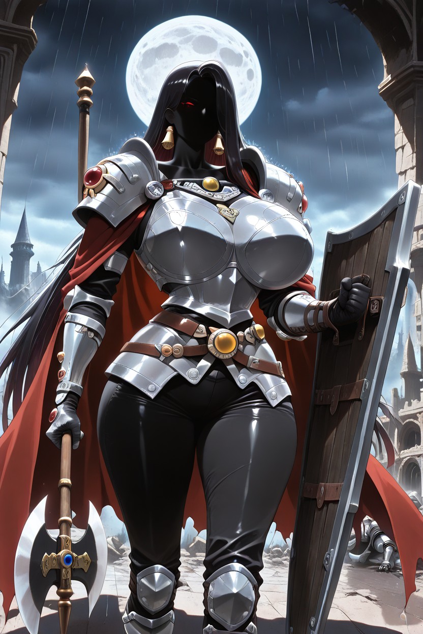 25+, Destroyed Castle Ruins, Shoulder Armor Ebony AI Porn