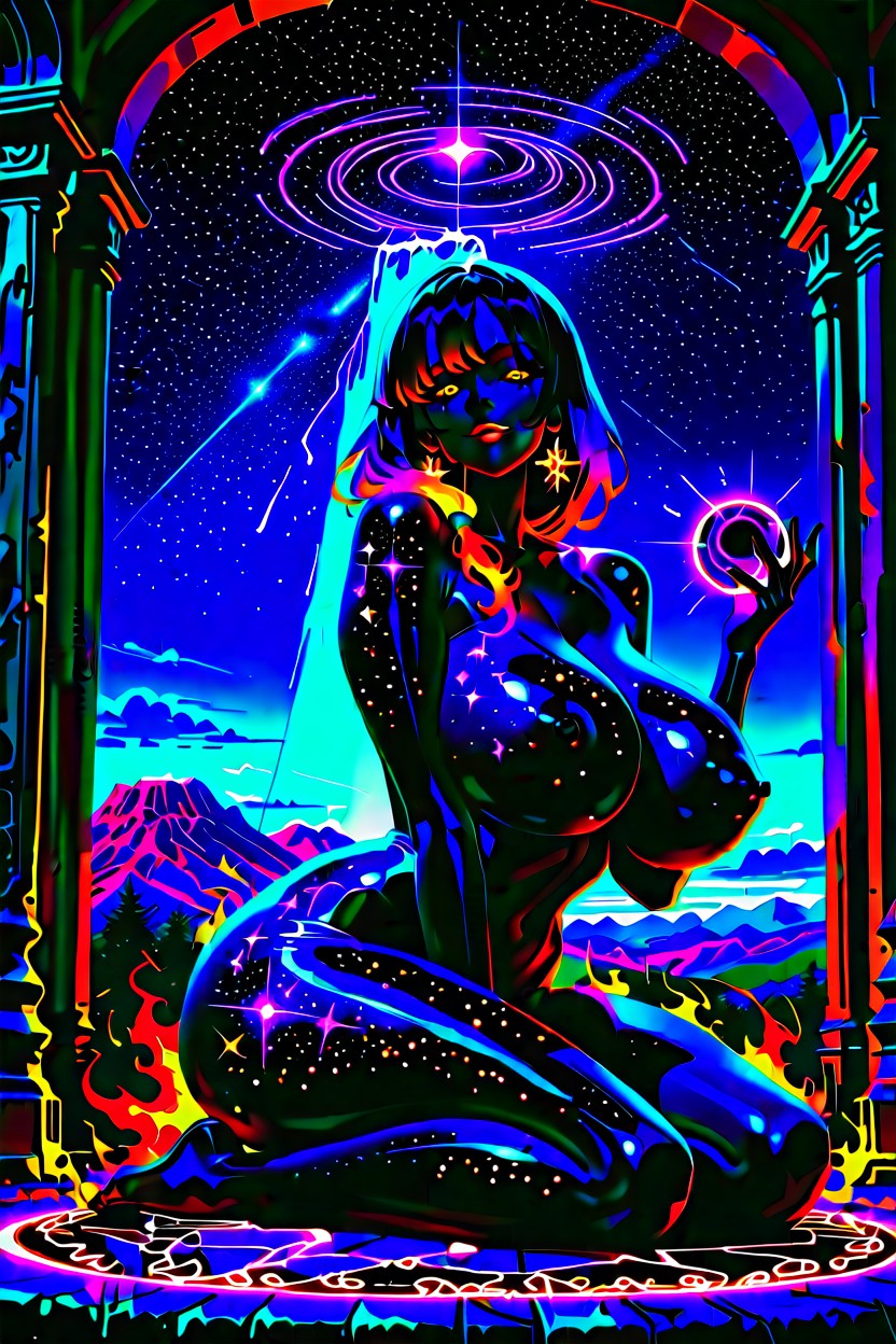 Event Horizon, Her Body Is Filled With Large Shining Stars, Yellow Star Eyes Porno ebony IA