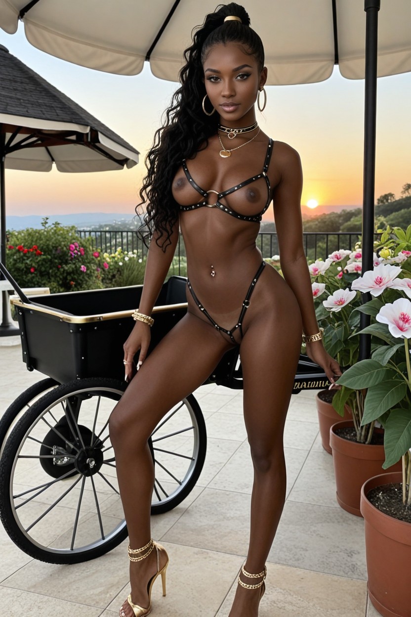 Big Gold Hoop Earrings, Medium Breast, White Man Ebony AI Porn