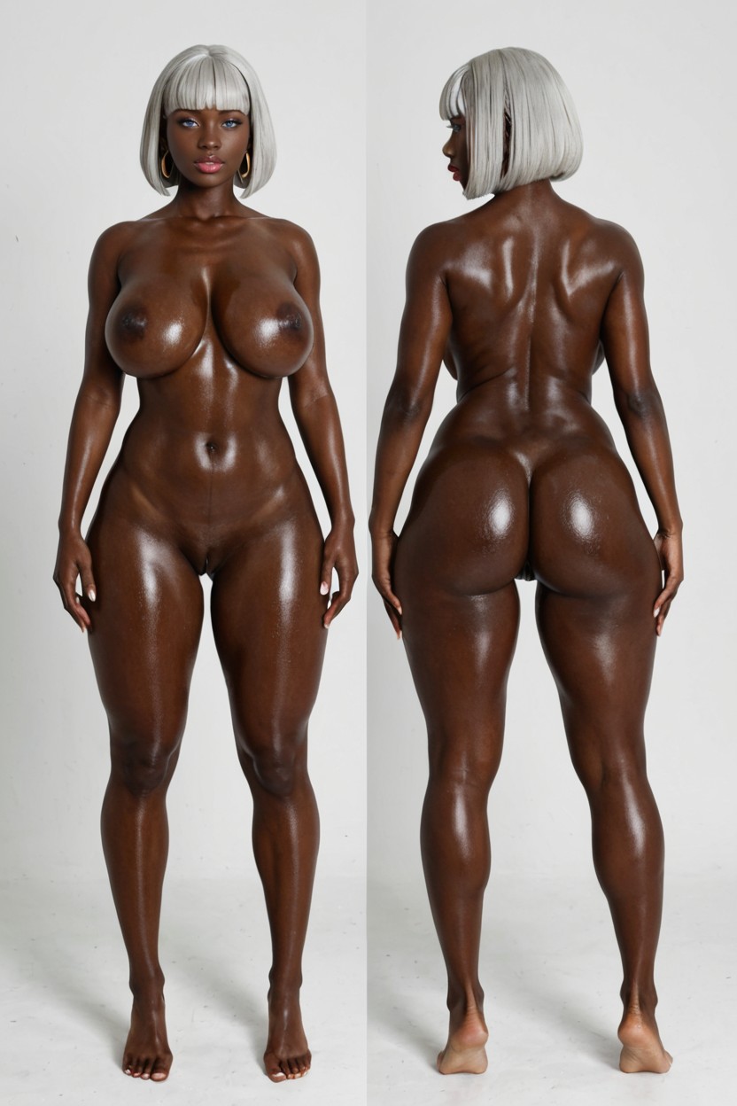Soft Feminine Belly, Multiple Views, Big Round Buttocks Ebony AI Porn