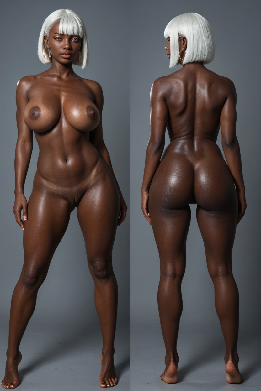 Pussy Visible, Large Thick Lips, Simple Lighting Ebony AI Porn