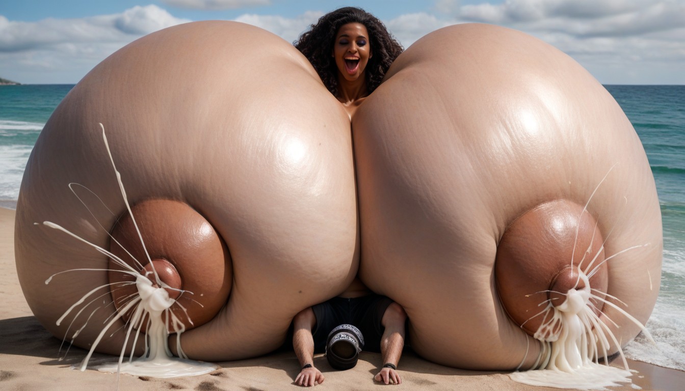 Gigantic Massive Breasts, Débardeur, Hyper Enormous Breasts Porno IA Ebony