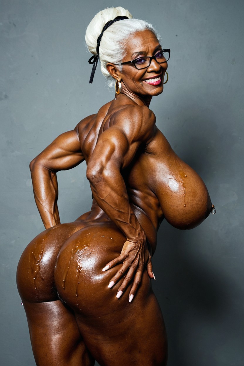 Extremely Muscular, Oiled, Completely Naked 에보니 AI 야짤