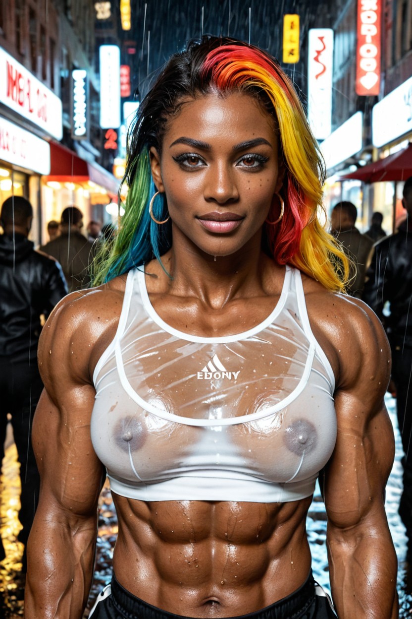 Raining, European City, Uhd Ebony AI Porn