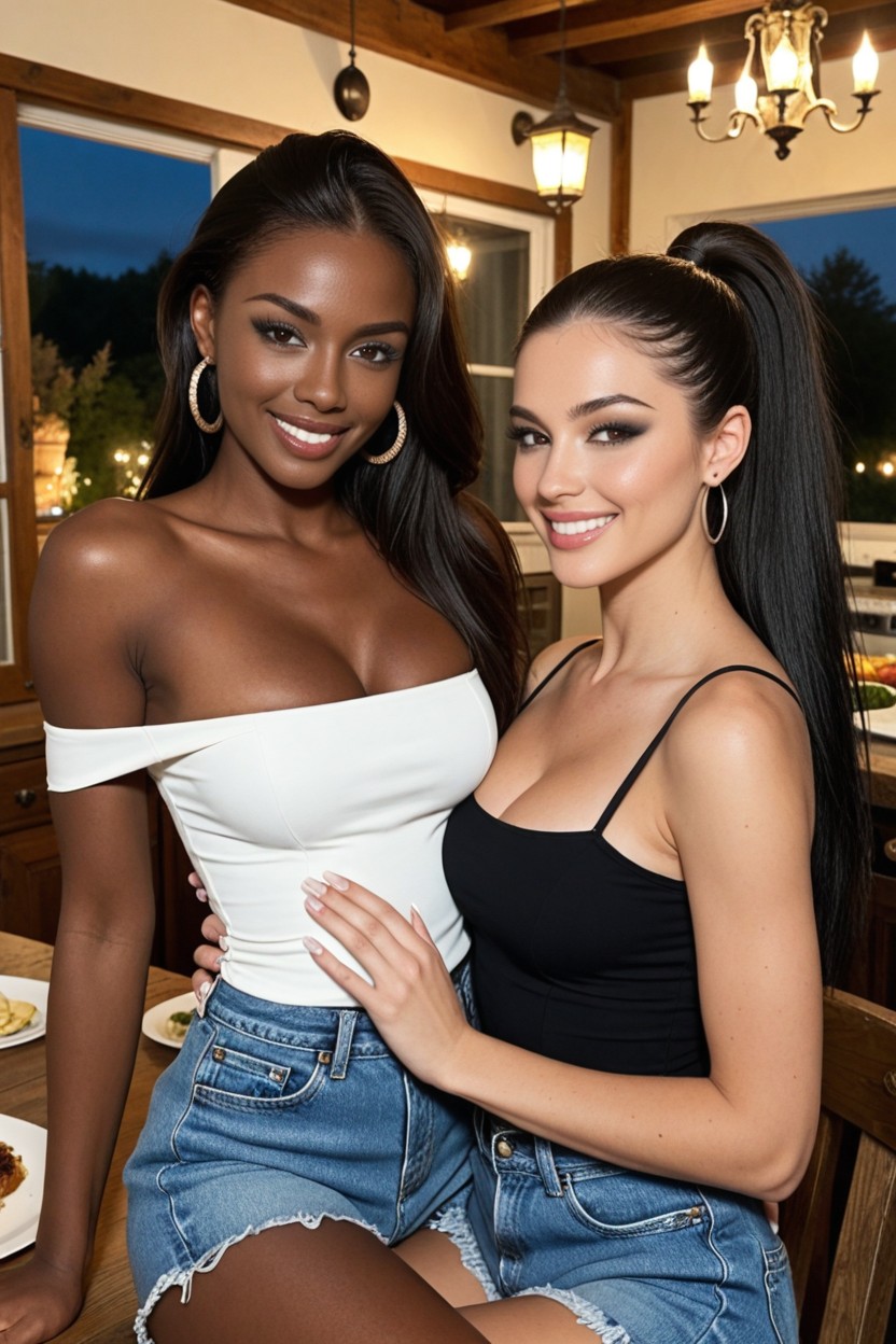 Dunkelbraune Augen, Body, Mittlere Brust Ebony KI Porno