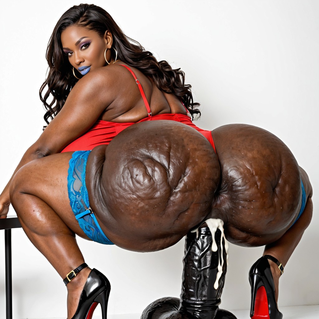 Pleaser Heels, Big Legs, Thick Thighs Ebony AI Porn