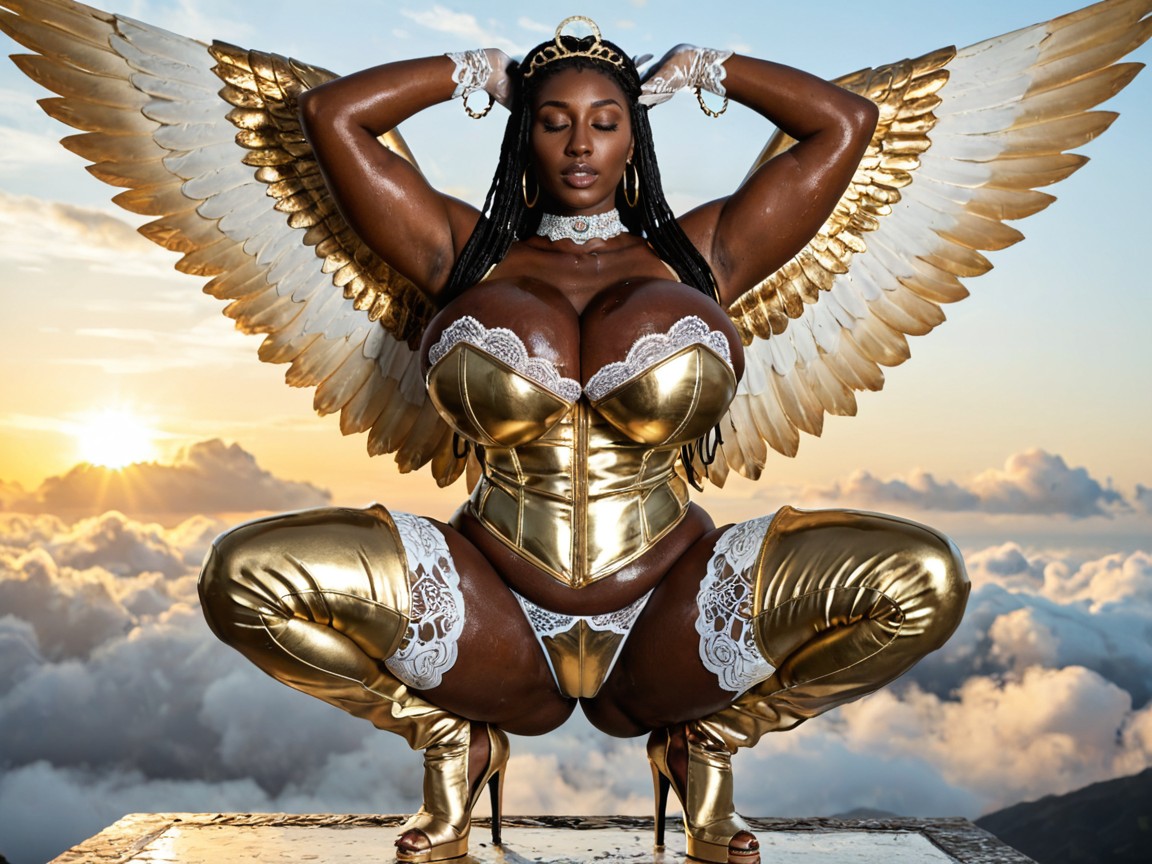 Floating In Clouds, Gold Waist Chain, Long Armor Gloves Porno ebony IA