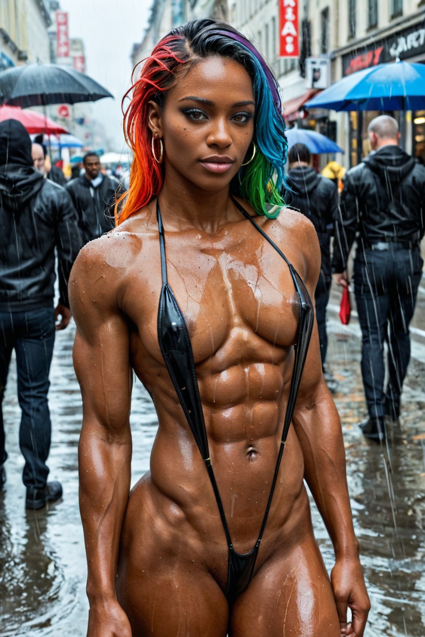 Uhd, Slingshot Bikini, Muscular Abs Ebony AI Porn