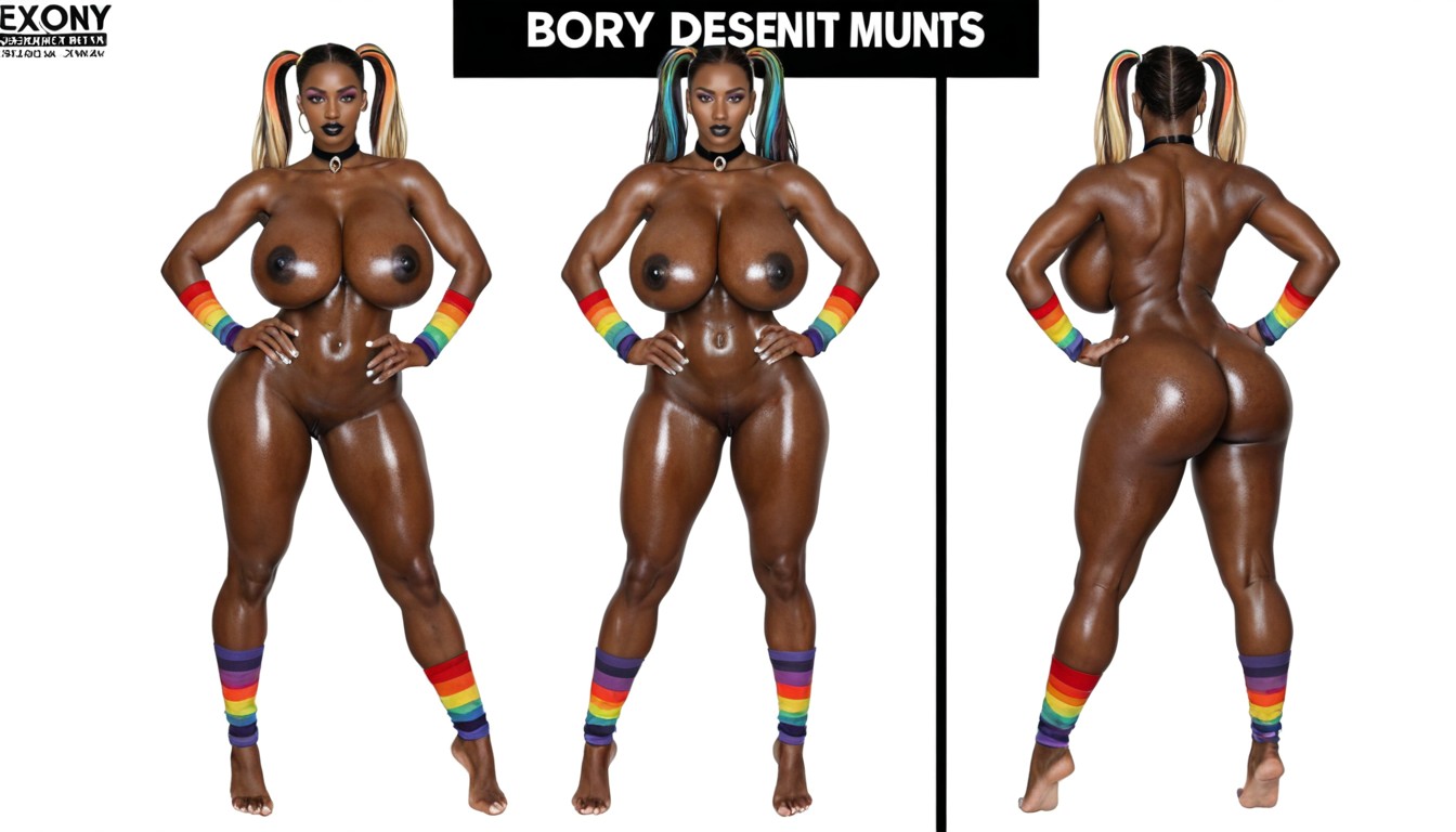 Dark Tan, Ass Bigger Than Torso, Defined Waist Ebony AI Porn