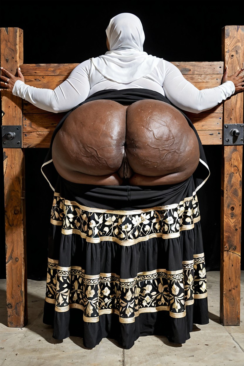 Pigeon-toed Stance, Y-seam Detail On The Buttocks, Cellulite Ass Ebony AI Porn