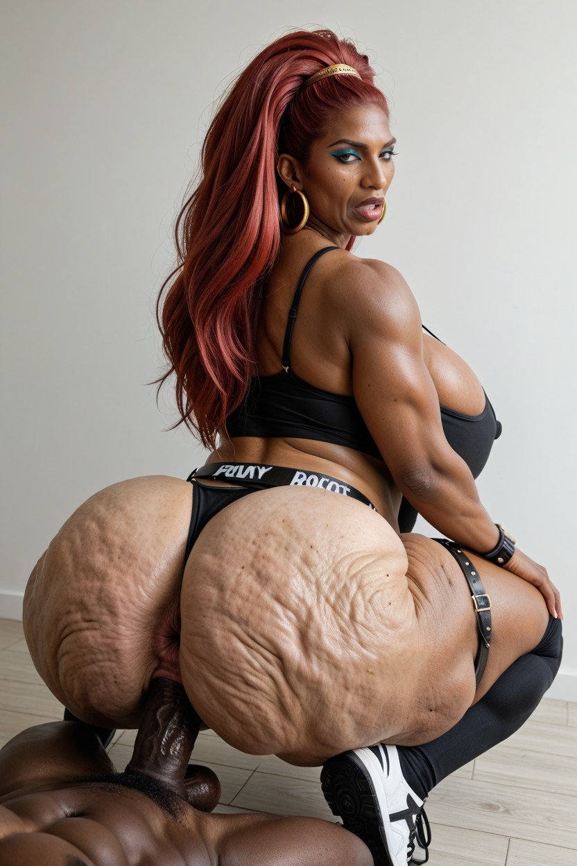 Pink Butthole, Bondage Belts, Extremely Large Ass Ebony AI Porn