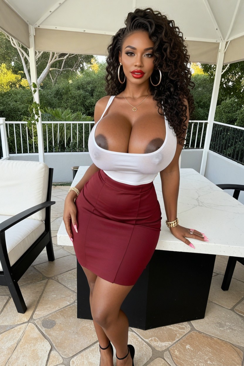 Full Body View, Perfect Natural Firm Breasts, Poking Nipples エボニーAIエロ