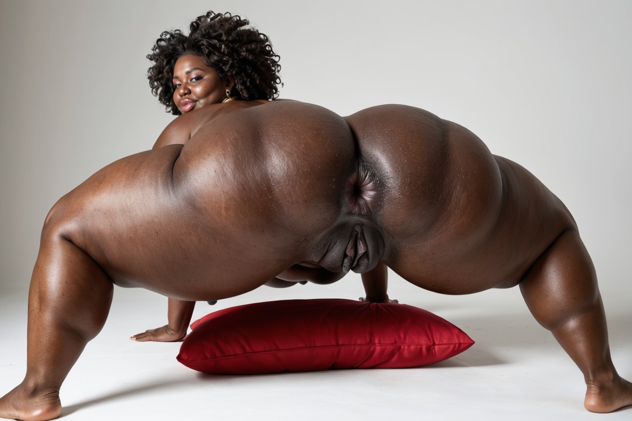 Brown Eyes, Hyper Realistic Anus Large Inner Labia, Excessively Hyper Colossal Saggy Breasts Ebony AI Porn