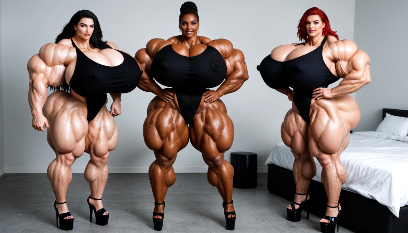 Big Nippels, Thicc Thighs, Extremely Bottom Heavy Ebony AI Porn