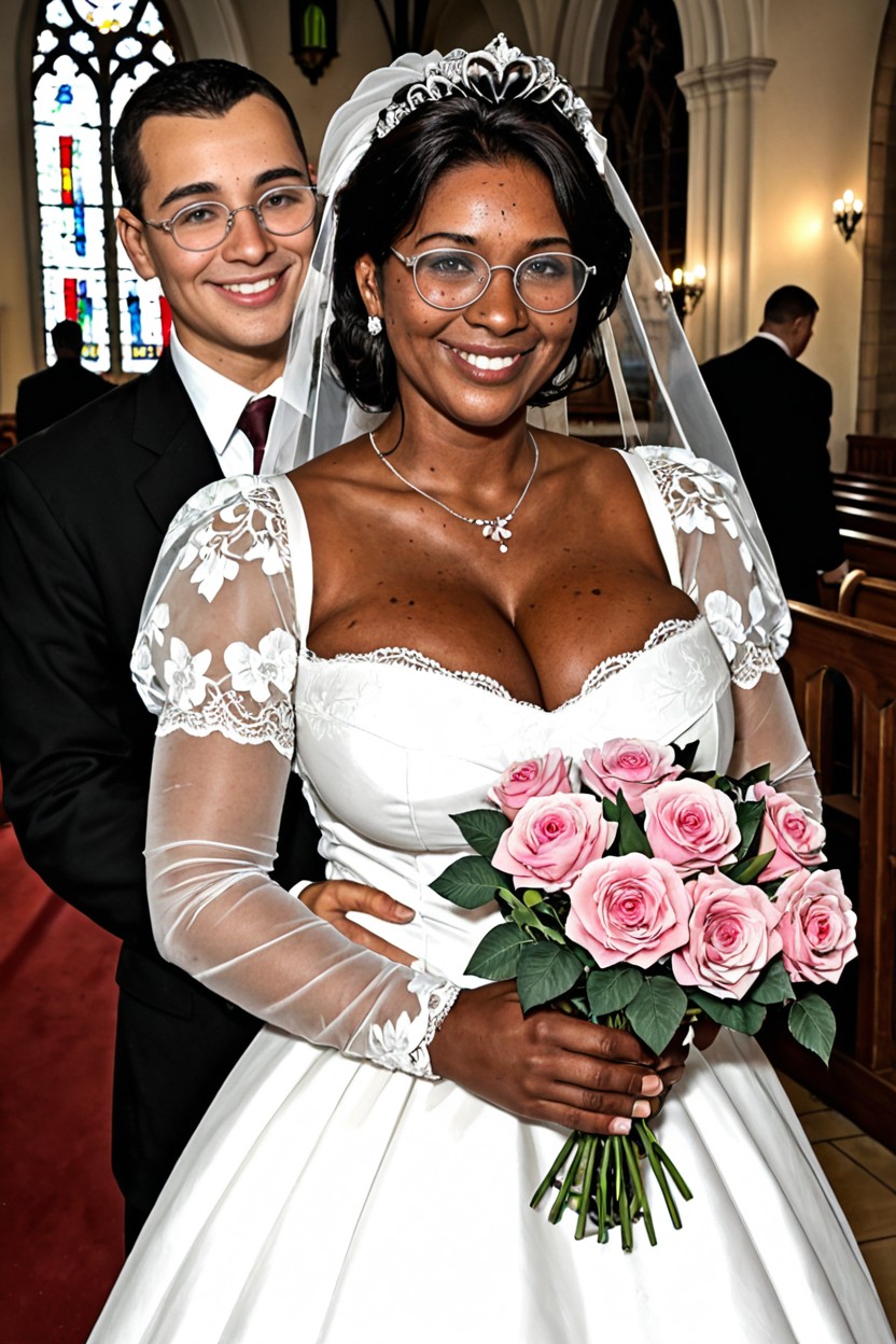 50+, Shy Gentle Smile With Flushed Cheeks, Realistic Photo Style Ebony AI Porn