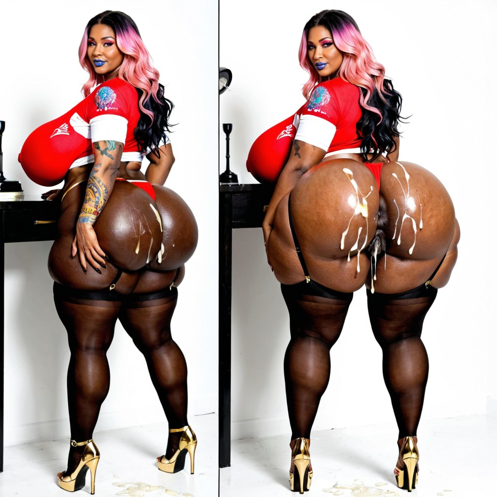 Exposed Breasts And Pussy, High Heels, Uhd Ebony AI Porn