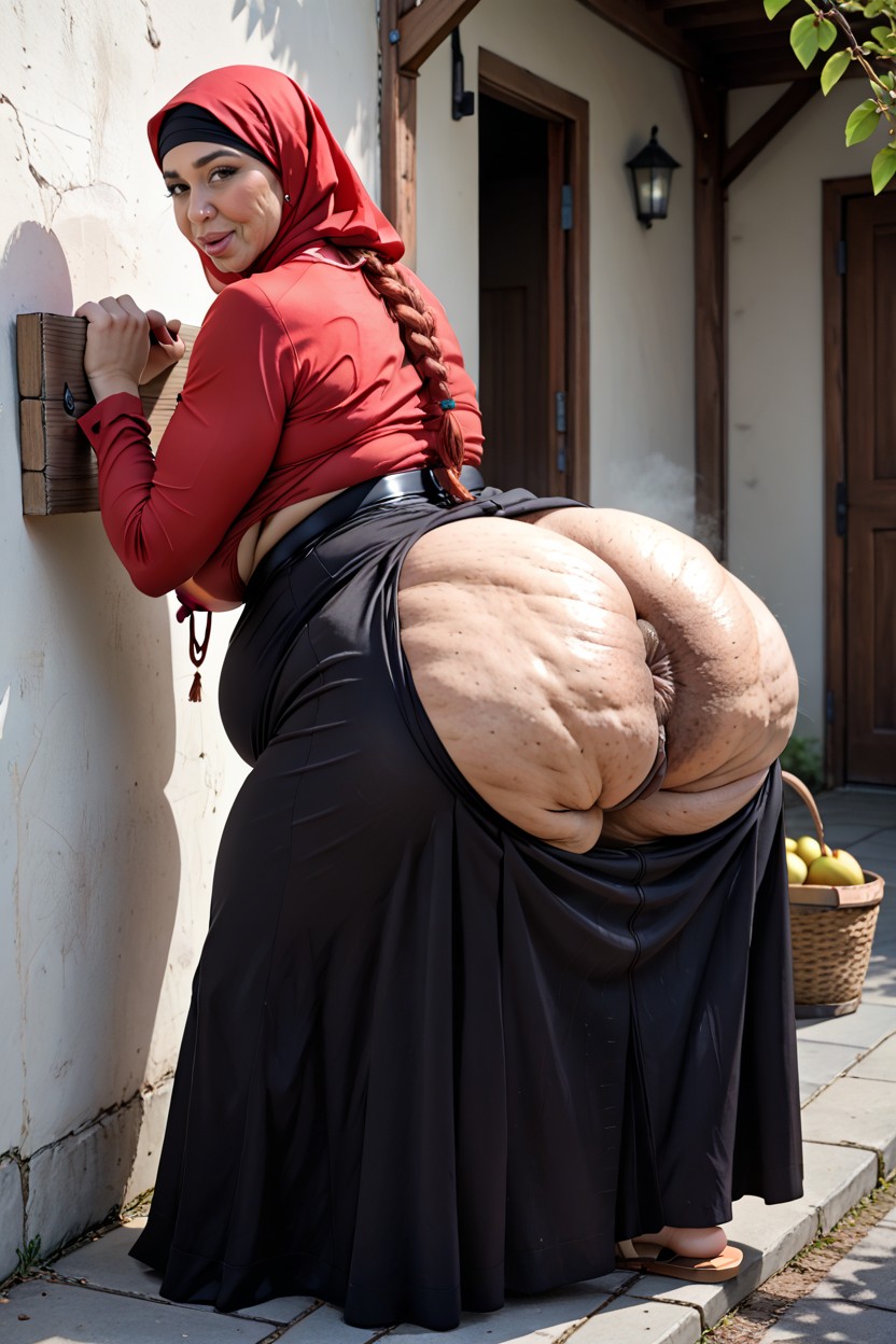 Extreme Anus, Scrunch Butt Long Skirt Hijab Dress, Dark Nipples Ebony AI Porn