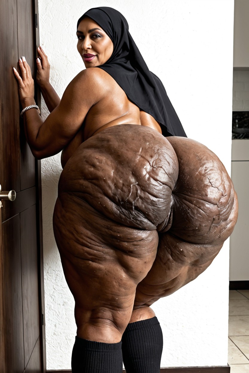 Tits Squished To Wall, Juicy Slimmy Anus, Perfect Body Ebony AI Porn