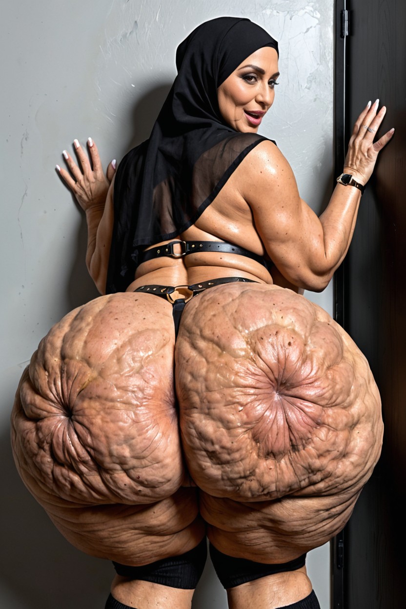 Hyper Wide Shelf Ass, Chunky Cellulite Arms, Perfect Body Ebony AI Porn