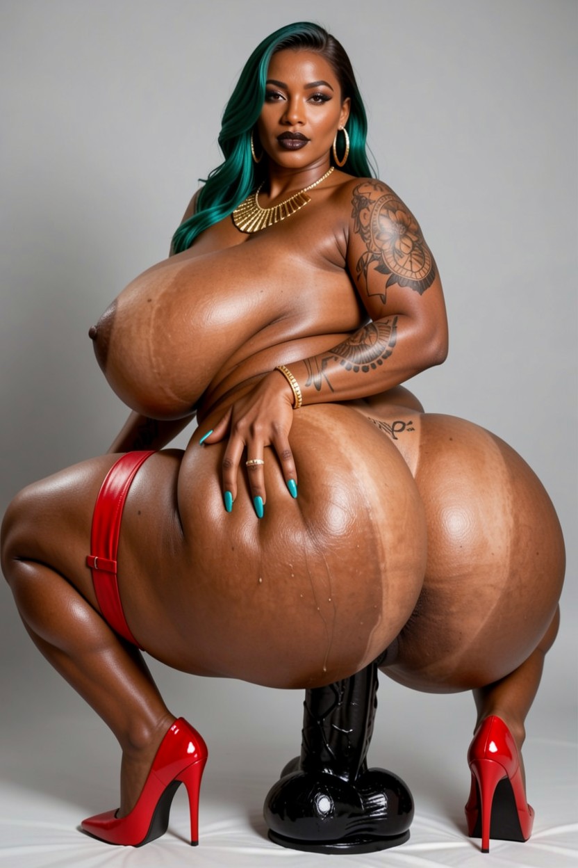 Breast Expansion, Neon Green Toe Nails, Giant Long Legs Ebony AI Porn