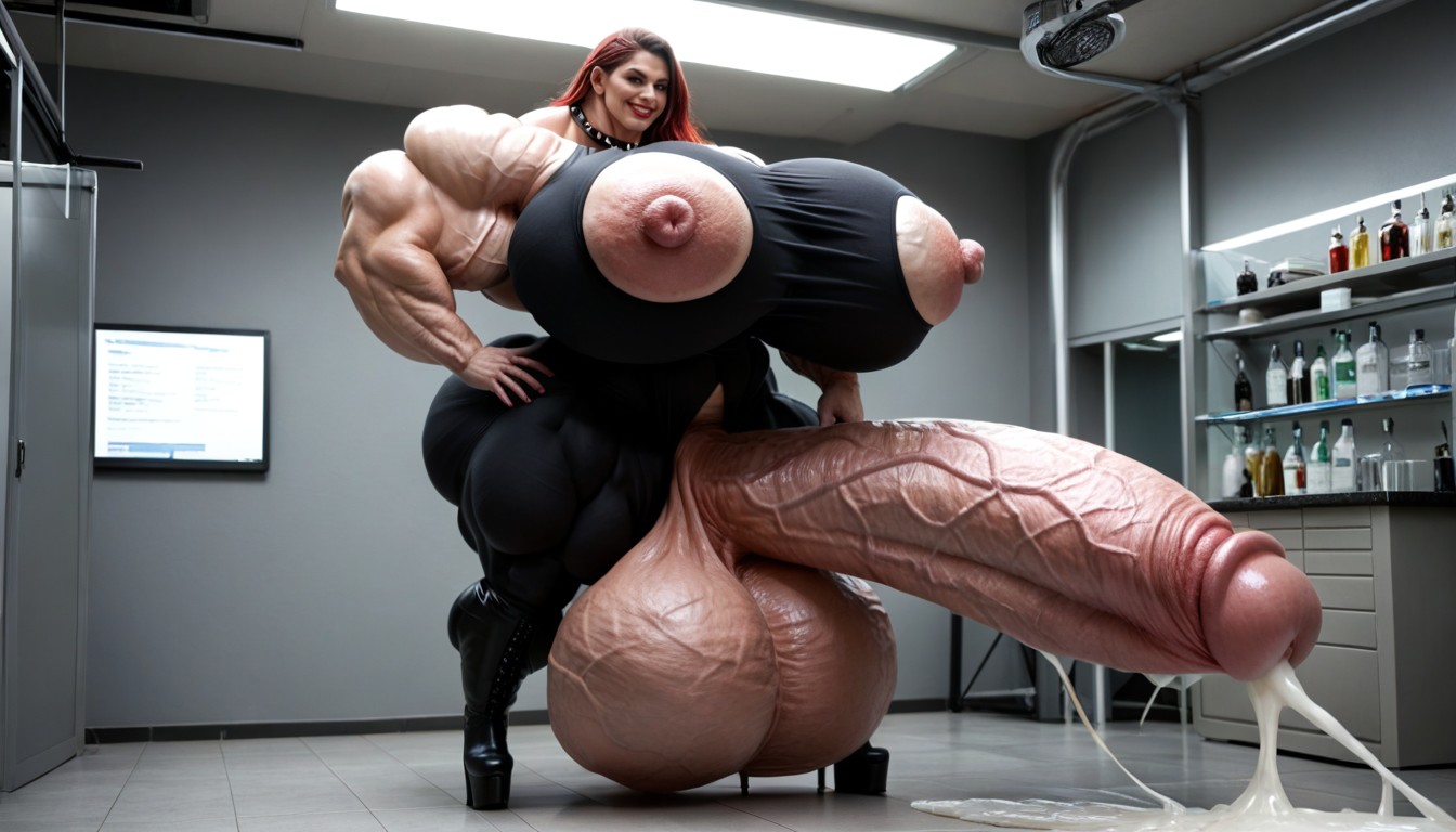 Form Fitting Clothes, Cock Ring, Hyper Muscle Ebony AI Porn