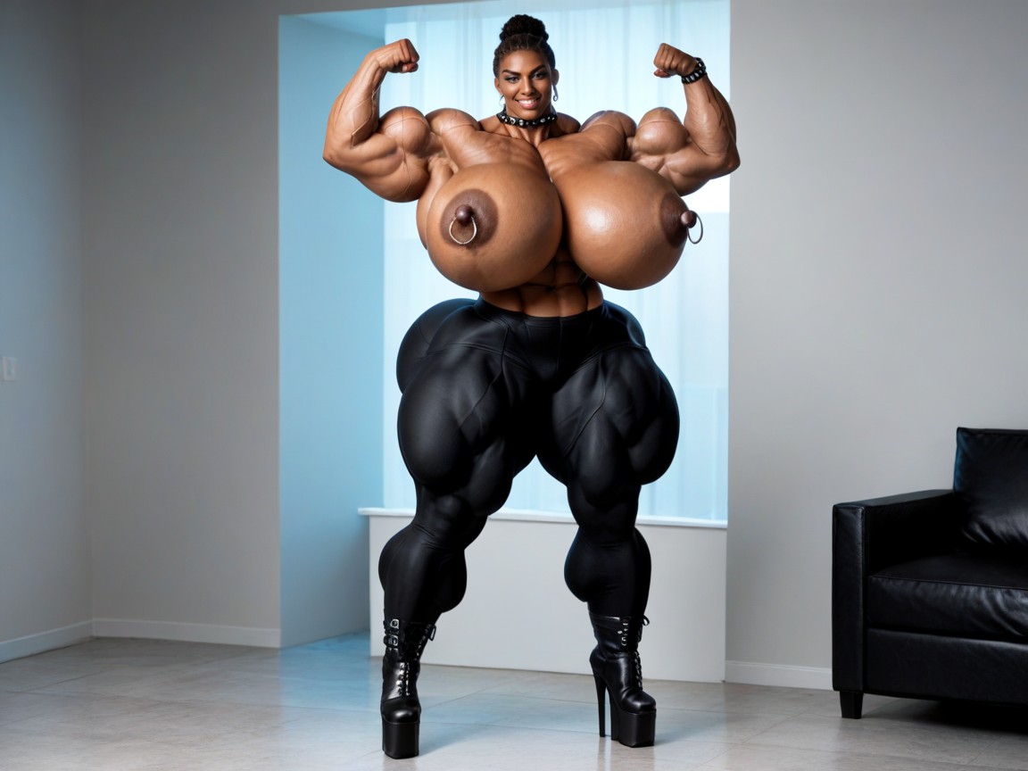 Long Veins Hyper Massive Muscles Hyper Massive Thighs Gigic Huge Muscles Hyper Thick Muscles, Dawn, Thicc Thighs Porno IA Ebony