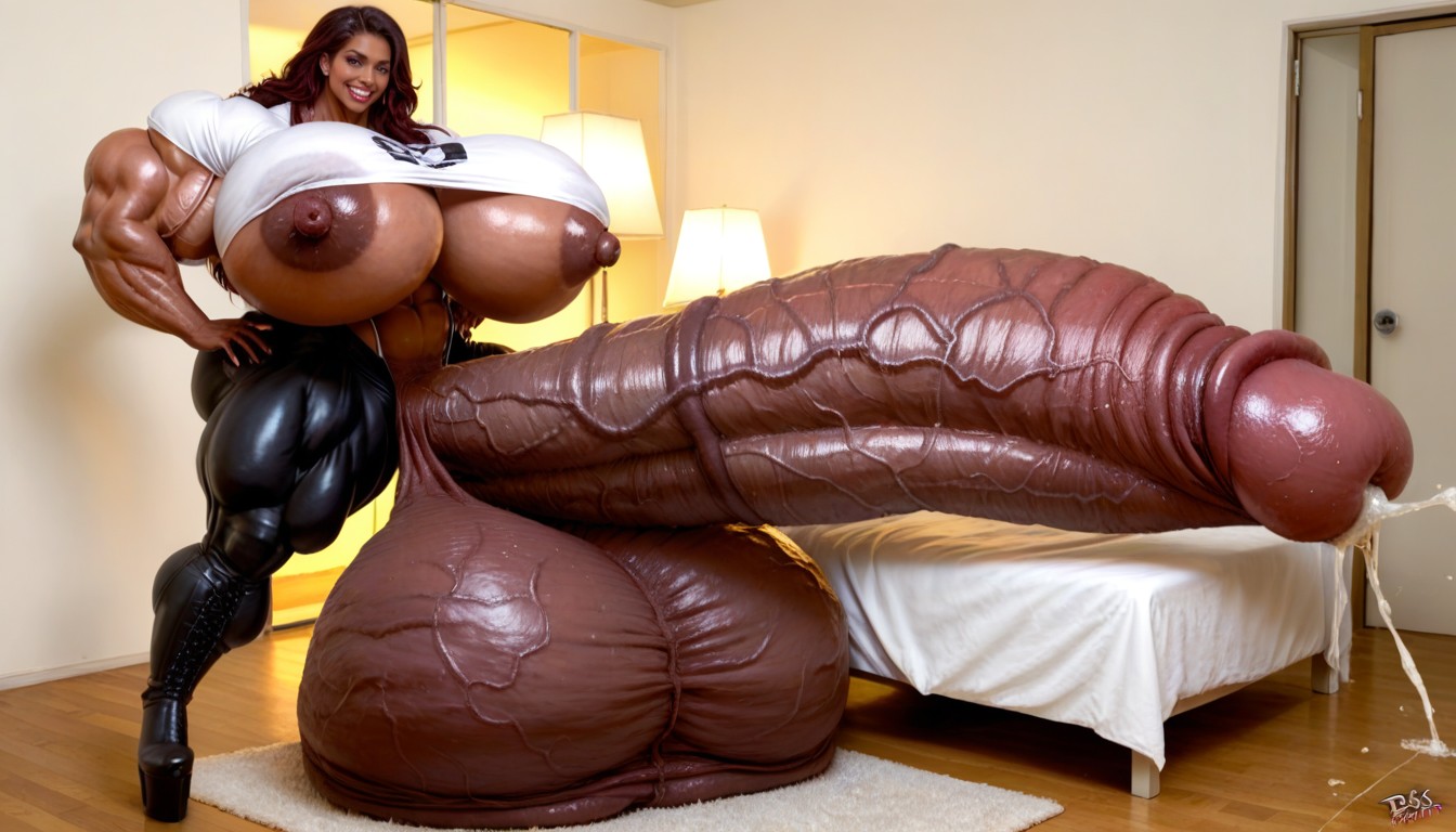 Futa Is Always Bigger, Hyper Gigantic Testicles, Gigantic Huge Cock Ebony AI Porn