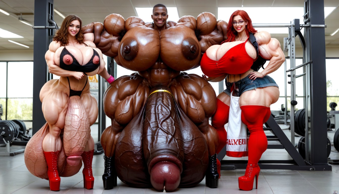Wide Hips, Ropa Ajustada, Hyper Muscular Body Porno ebony IA