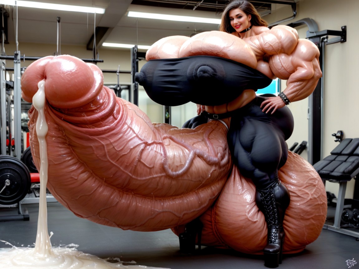 Gigantic Breast, Saggy Balls, Gigantic Muscles Hyper Massive Muscles Ebony AI Porn