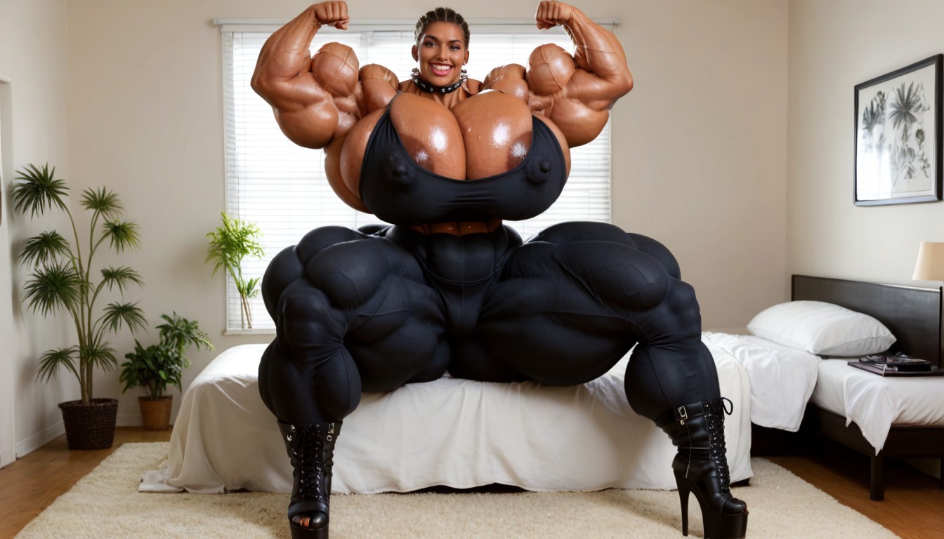 Gigic Biceps, Gigantic Thighs, Hyper Muscle Ebony AI Porn