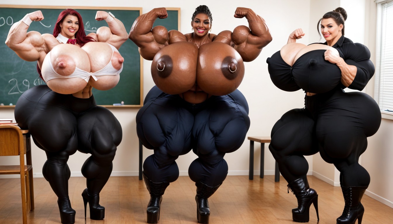 Hyper Muscle Gigantic Swollen, Hyper Thick Ass, Full Large Tits Ebony AI Porn