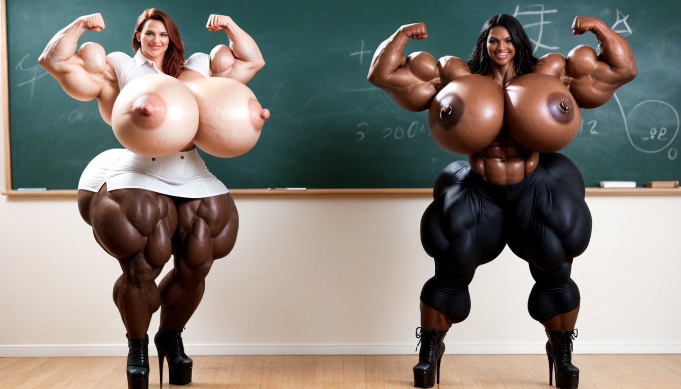 Gigantic Muscles Hyper Massive Muscles, Very Smug Expression, Platform High Heel Boots Porno ebony IA
