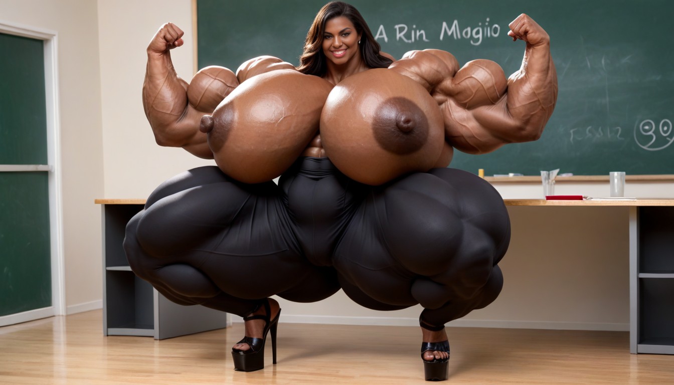 Gigantic Muscles Hyper Massive Muscles, Waist, Gigantic Ass Ebony AI Porn