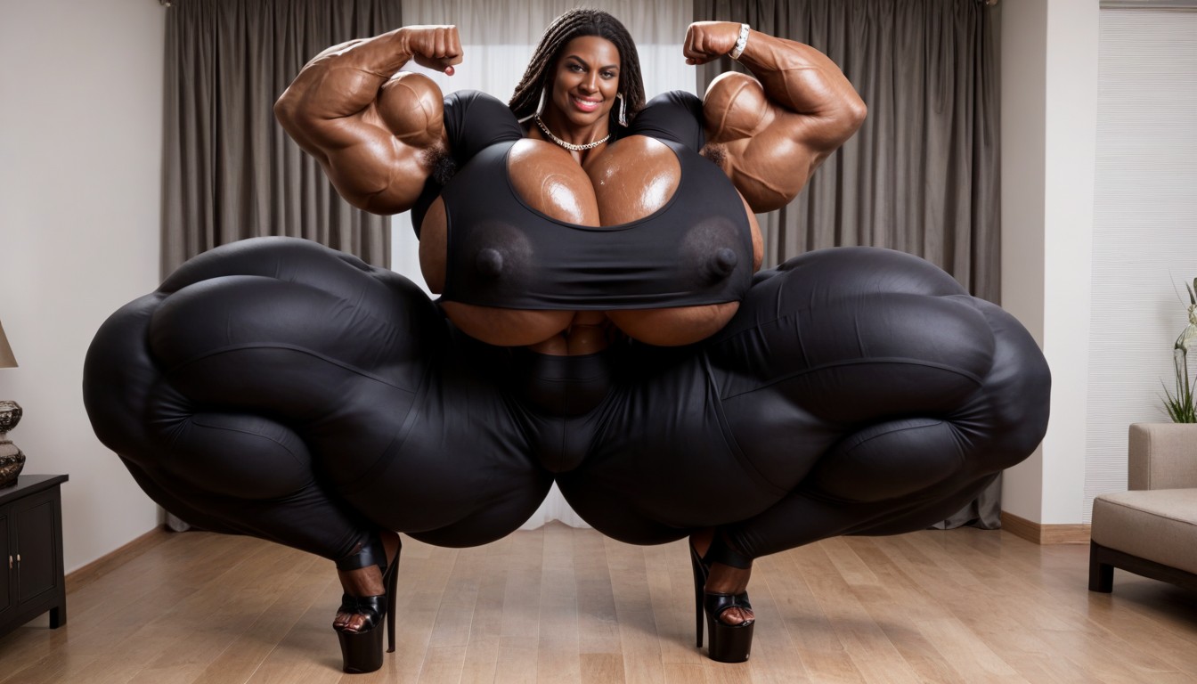 Thick Thighs, Flequillo, De Pie Porno ebony IA