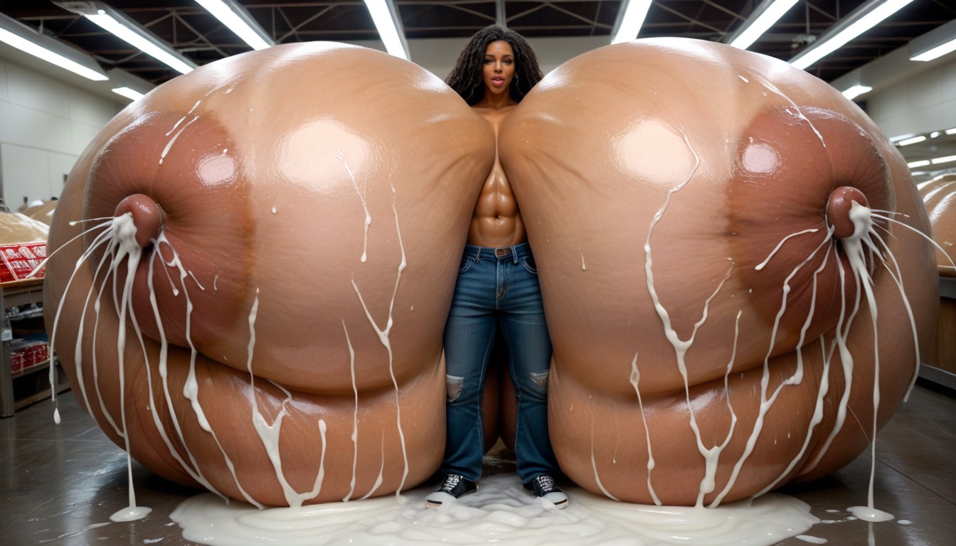 Milk Flooding, Lactation, Giant Lips エボニーAIエロ