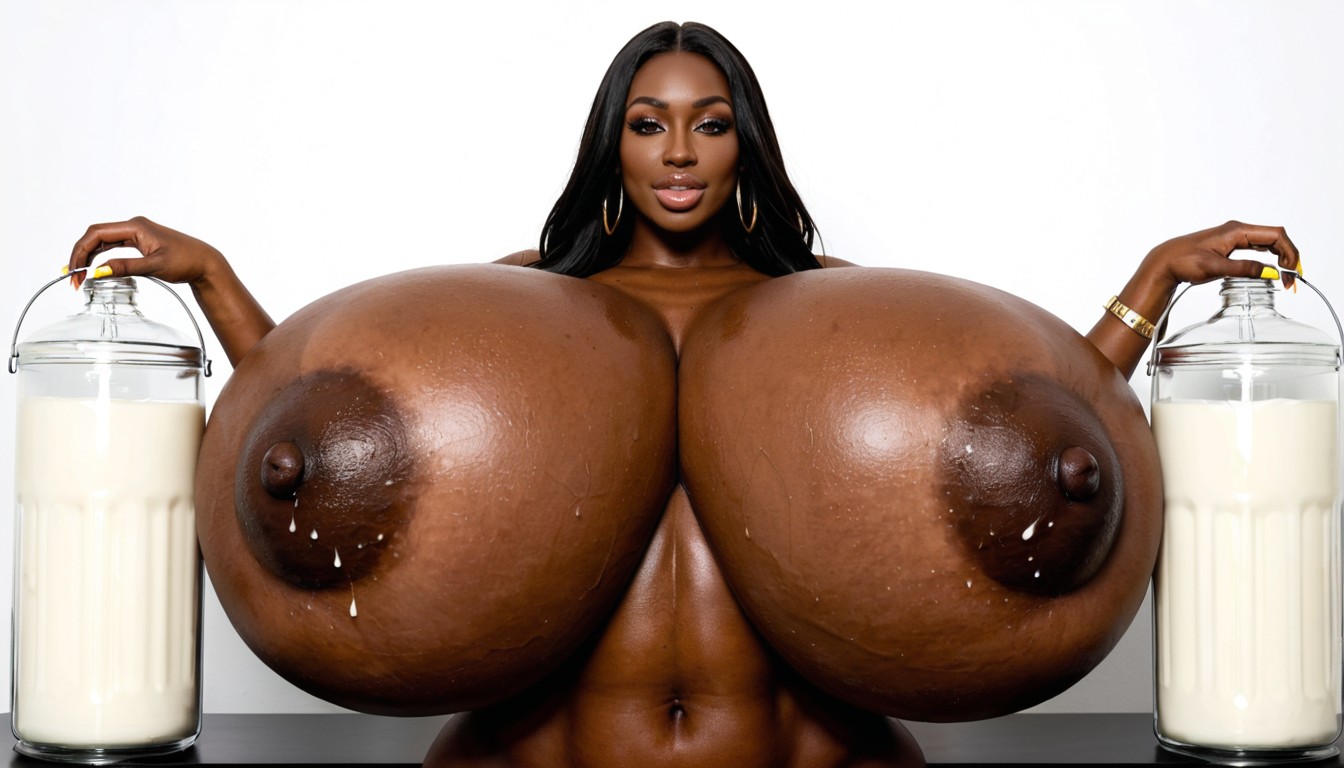 Gigantic Hyper Breasts, Gigantic Hyper Breasts, Huge Areola Ebony AI Porn