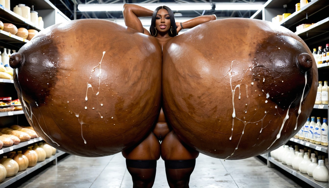 Dark Skin, Huge Long Nipples, Huge Long Nipples 에보니 AI 야짤