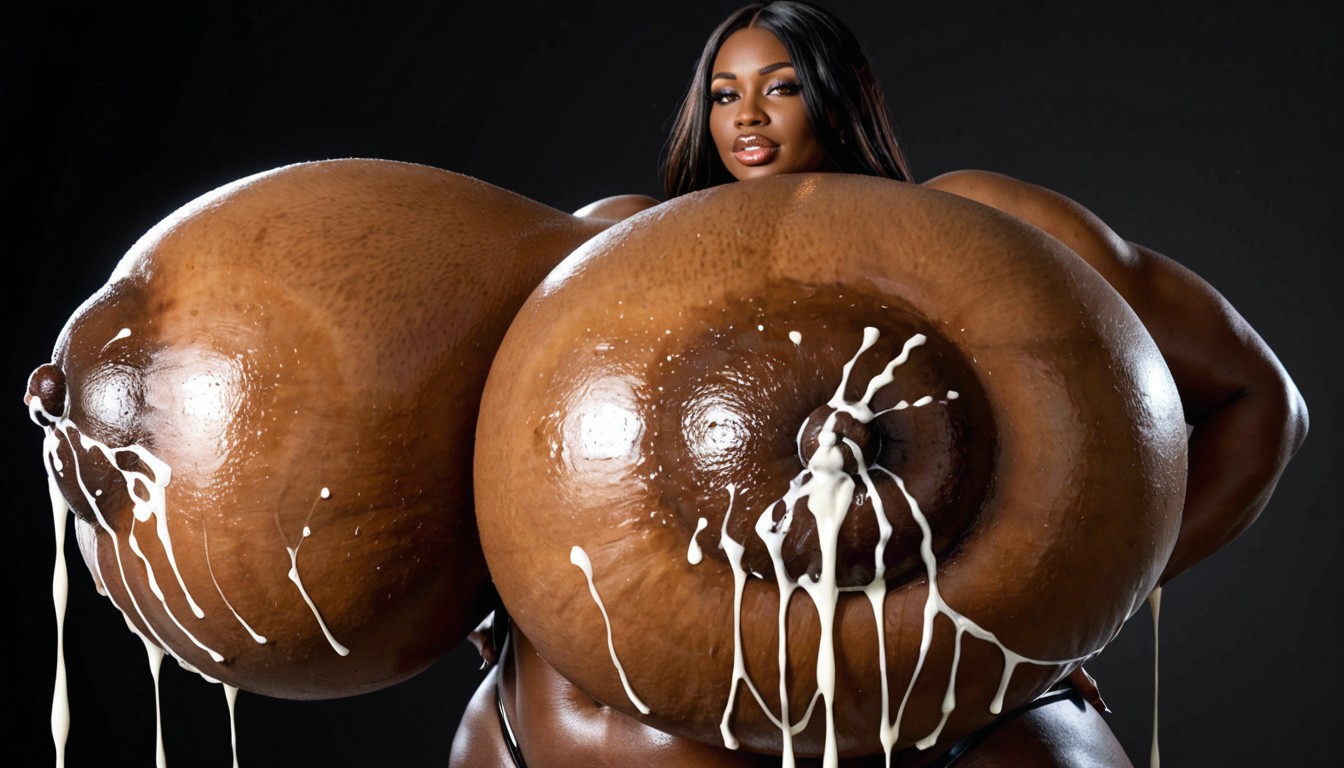 Gigantic Hyper Breasts, Naked, Boobs Dark Skin Ebony AI Porn