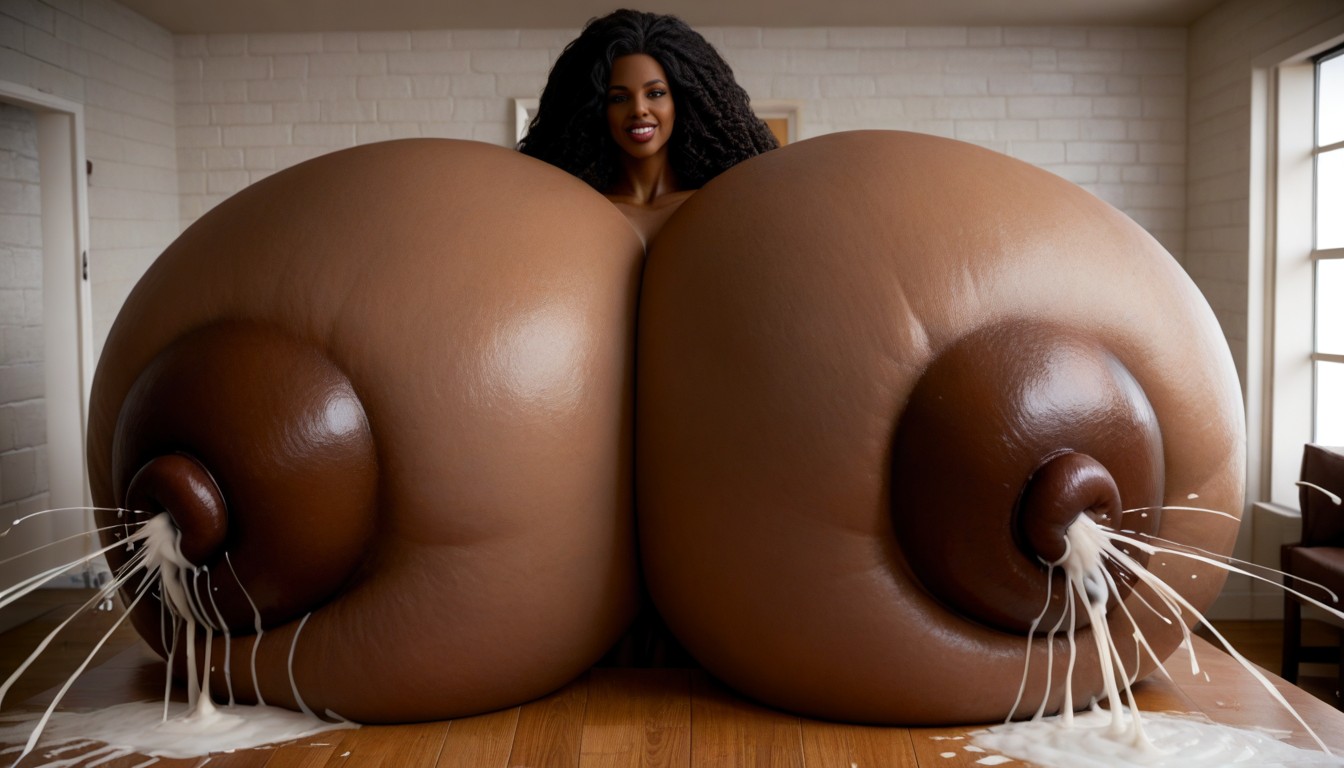 Gigantic Hyper Breasts, Boobs Dark Skin, Black Skin Ebony AI Porn