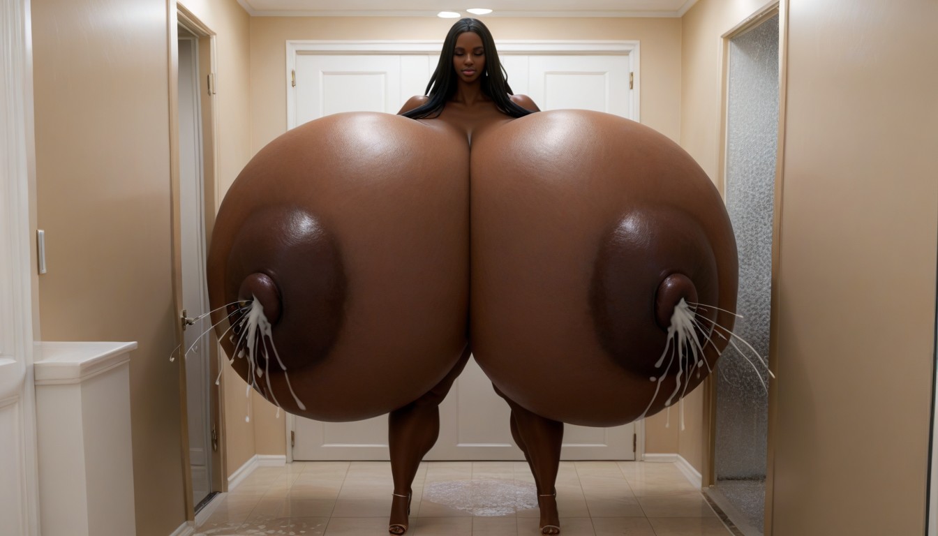 Gigantic Thick Heavy Creamy Lactation, Black Skin, Gigantic Hyper Breasts Porno IA Ebony