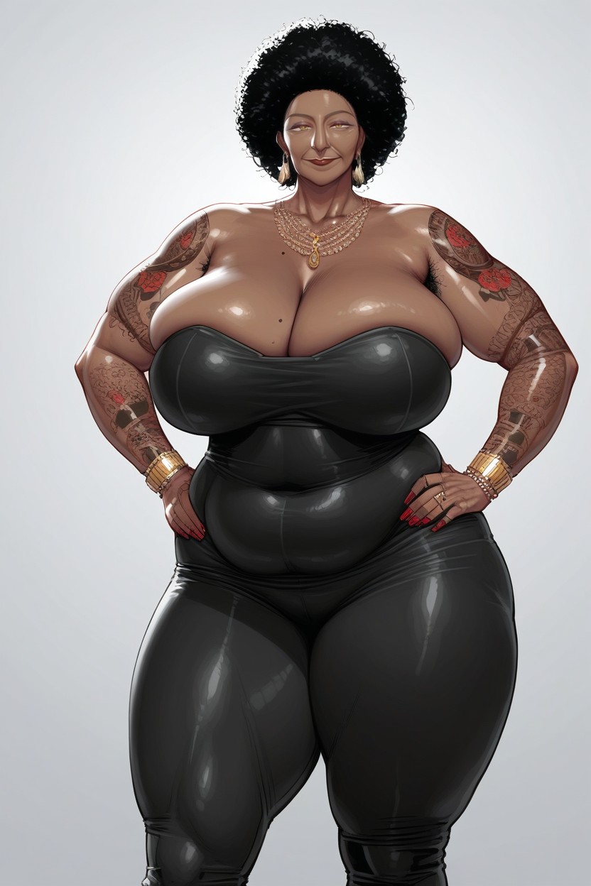 Chic Jewelry On The Body, Voluminous Body, Big Breasts Ebony AI Porn