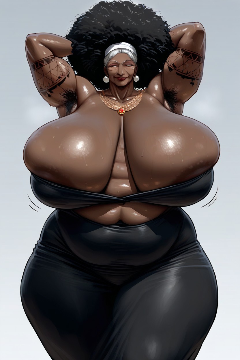 Hyper Colossal Obese Breasts, Woman, Big Boops Ebony AI Porn